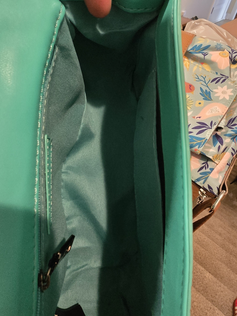 Badgley Mischka Turquoise Quilted Shoulder Bag with Chain Trim - Picture 5 of 5